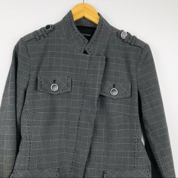 Nicole  Benisti Gray Plaid Single Breasted blazer Jacket women size  6 - Picture 4 of 14